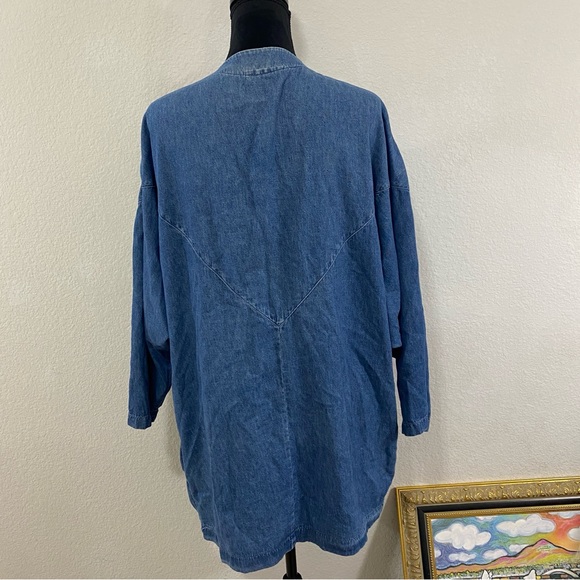 Vintage 80s LA Dawn Cali Open Front Embroidered Denim Jacket, Silver Details - Picture 5 of 6